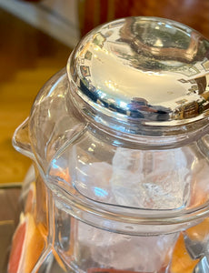 Set 6 pahare și carafă de cristal și argint