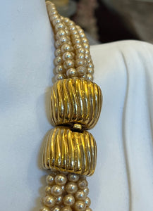 Colier statement vintage, 8 șiraguri de perle, cca. anii ‘70