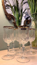 Încarcă imaginea în vizualizatorul Galerie, Set vintage 6 pahare din cristal masiv și Aur 24K - cca. 1980 - aperitiv
