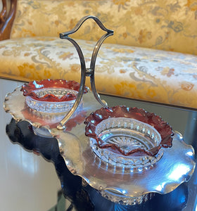 Recipient vintage din cristal și alpaca argintată