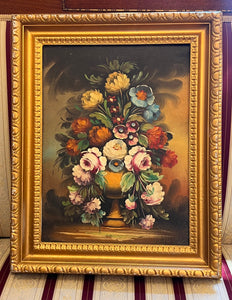 Tablou vintage "Fiori" - Virgilio, 1967, ulei pe pânză