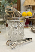 Încarcă imaginea în vizualizatorul Galerie, Recipient pentru gheață vintage din cristal și argint, cca. anii ‘40
