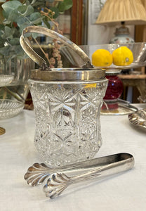 Recipient pentru gheață vintage din cristal și argint, cca. anii ‘40