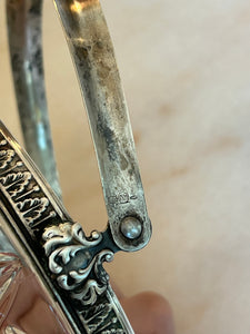 Recipient vintage din cristal și argint 800, cca. anii ‘30