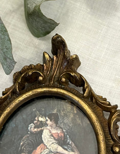 Mini-tablou vintage cu ramă din bronz, Italia, cca. anii ‘70