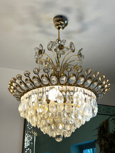 Candelabru vintage din bronz și cristale, cca. anii ‘70