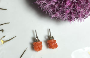 Cercei vintage anii ‘60 Coral si Argint