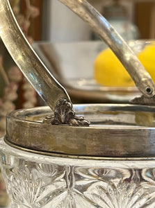 Recipient pentru gheață vintage din cristal și argint, cca. anii ‘40