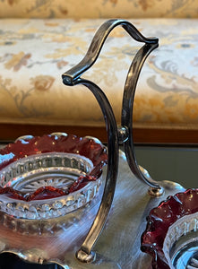 Recipient vintage din cristal și alpaca argintată